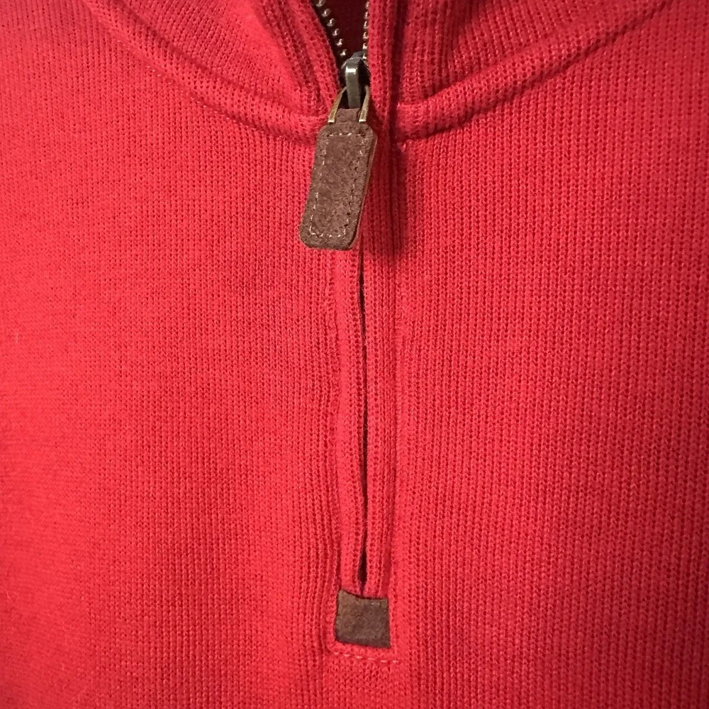Polo Ralph Lauren Red Cotton Quarter Zip‎ Long Sleeve Sweater XL Preppy Heritage